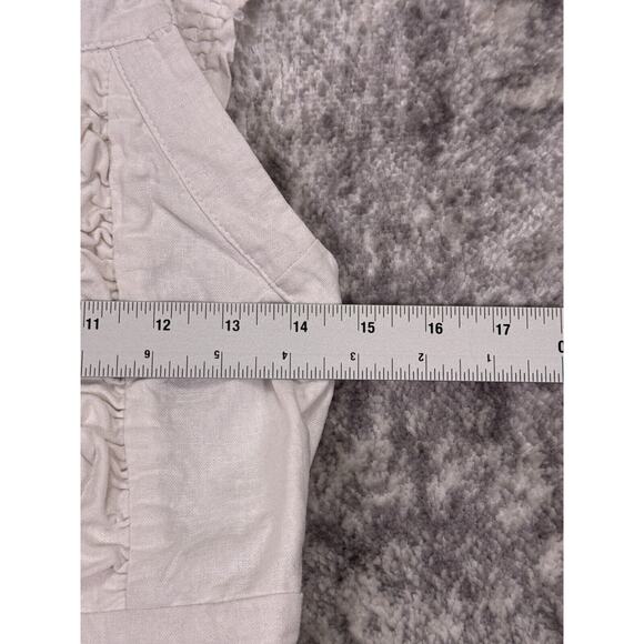 Anthropologie Jumpsuit Small Womens Rue Stiic White Linen Blend Ruffled Tapered - Picture 4 of 9